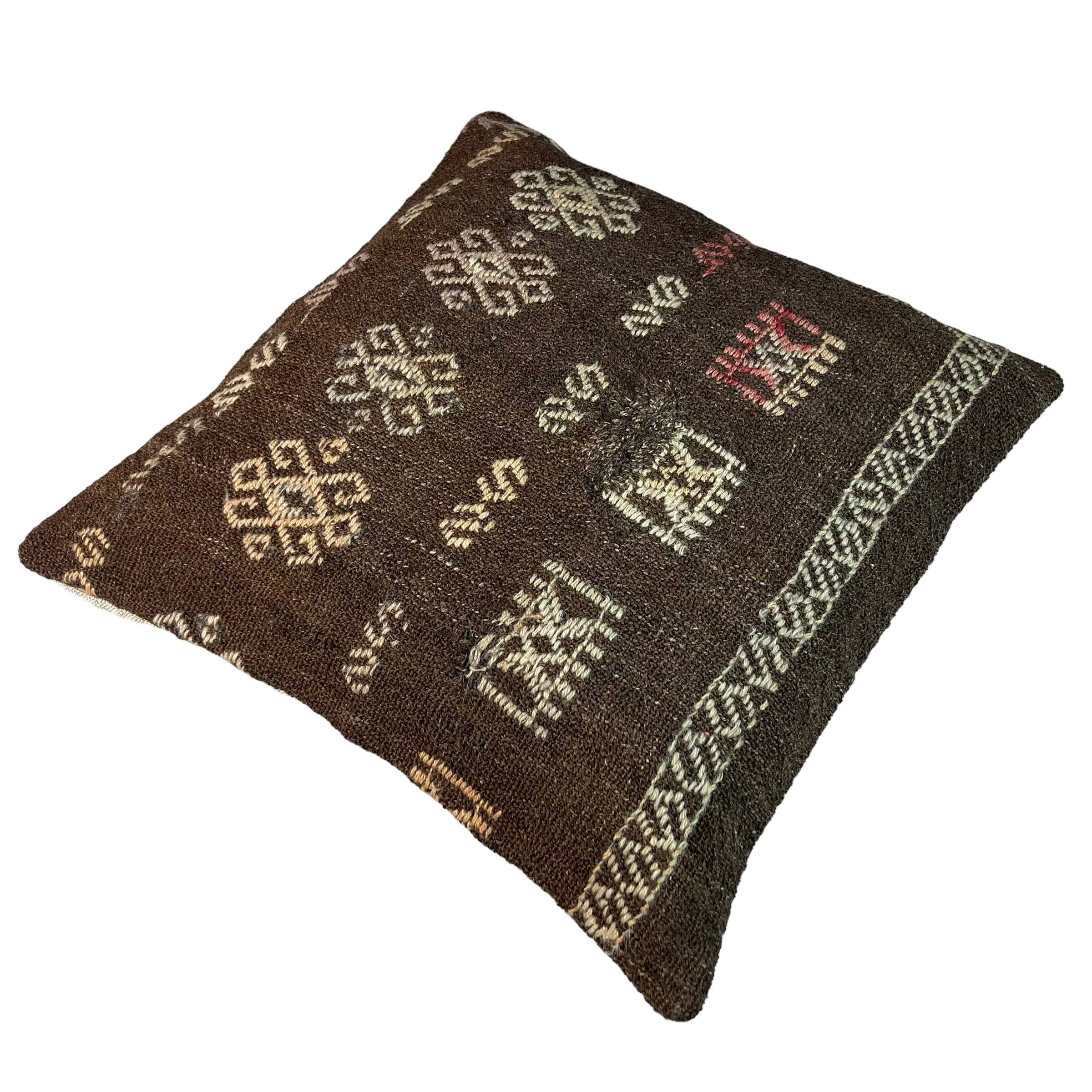 Vintage turkish kilim cushion cover , 55 x 55 cm