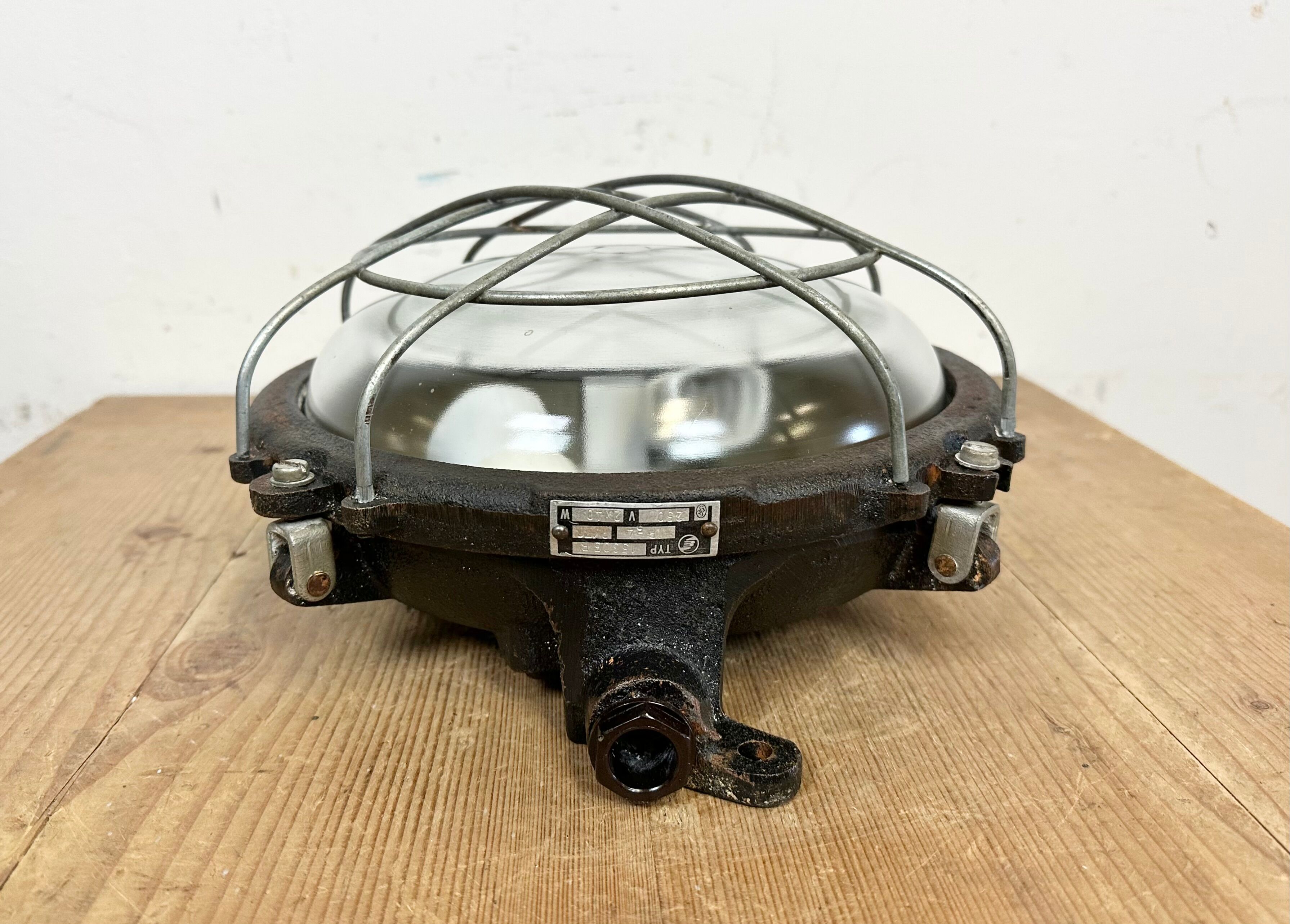 Black Industrial Cast Iron Wall or Ceiling Light from Elektrosvit, 1960s