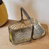 Silver metal and glass basket