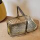 Silver metal and glass basket