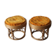 Two vintage rattan ottomans