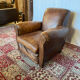 Vintage club armchair in cowhide leather