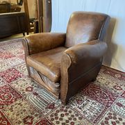 Vintage club armchair in cowhide leather