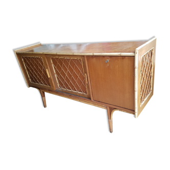 Row wood and rattan 1950s