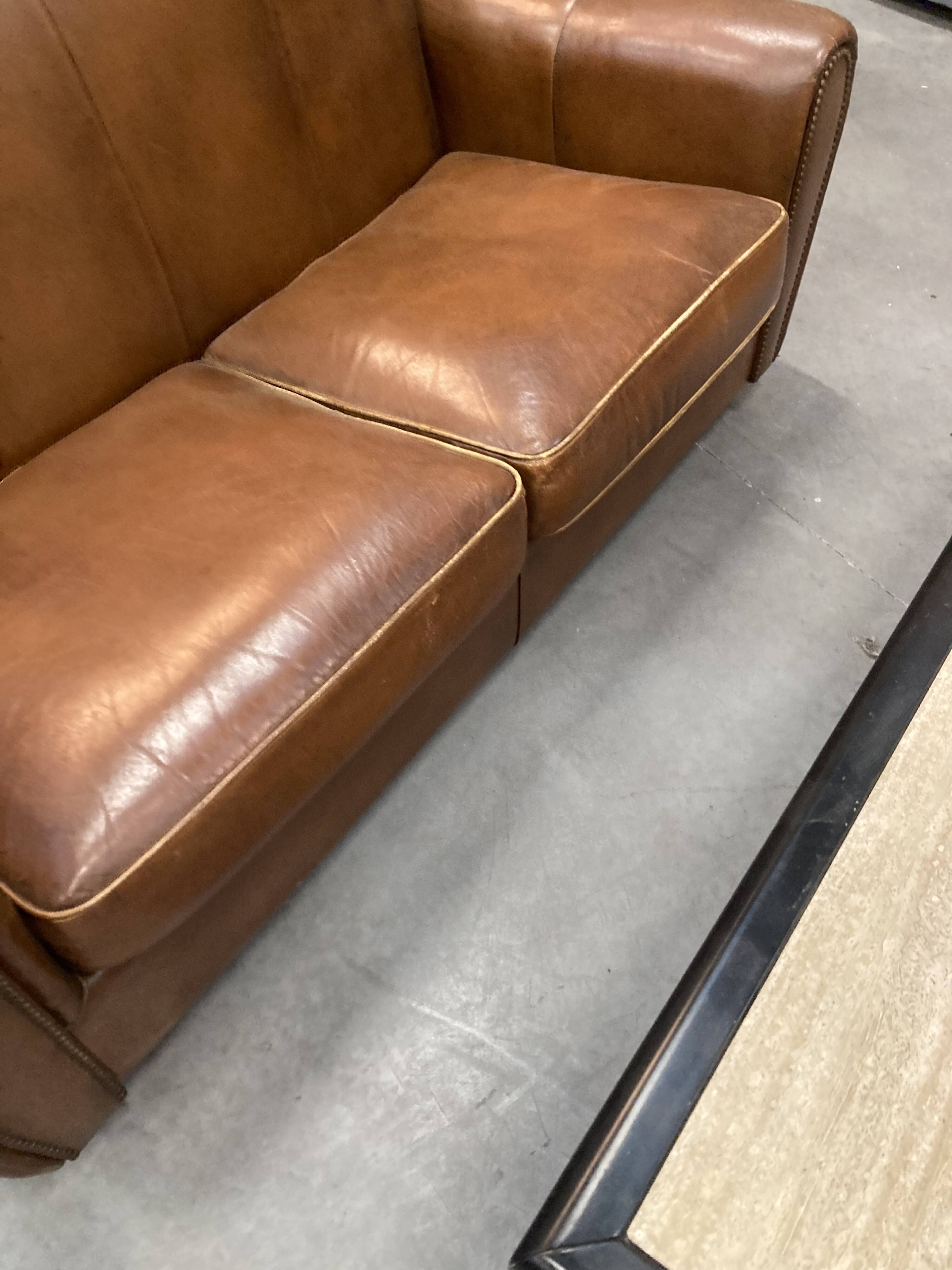 Old leather club sofa