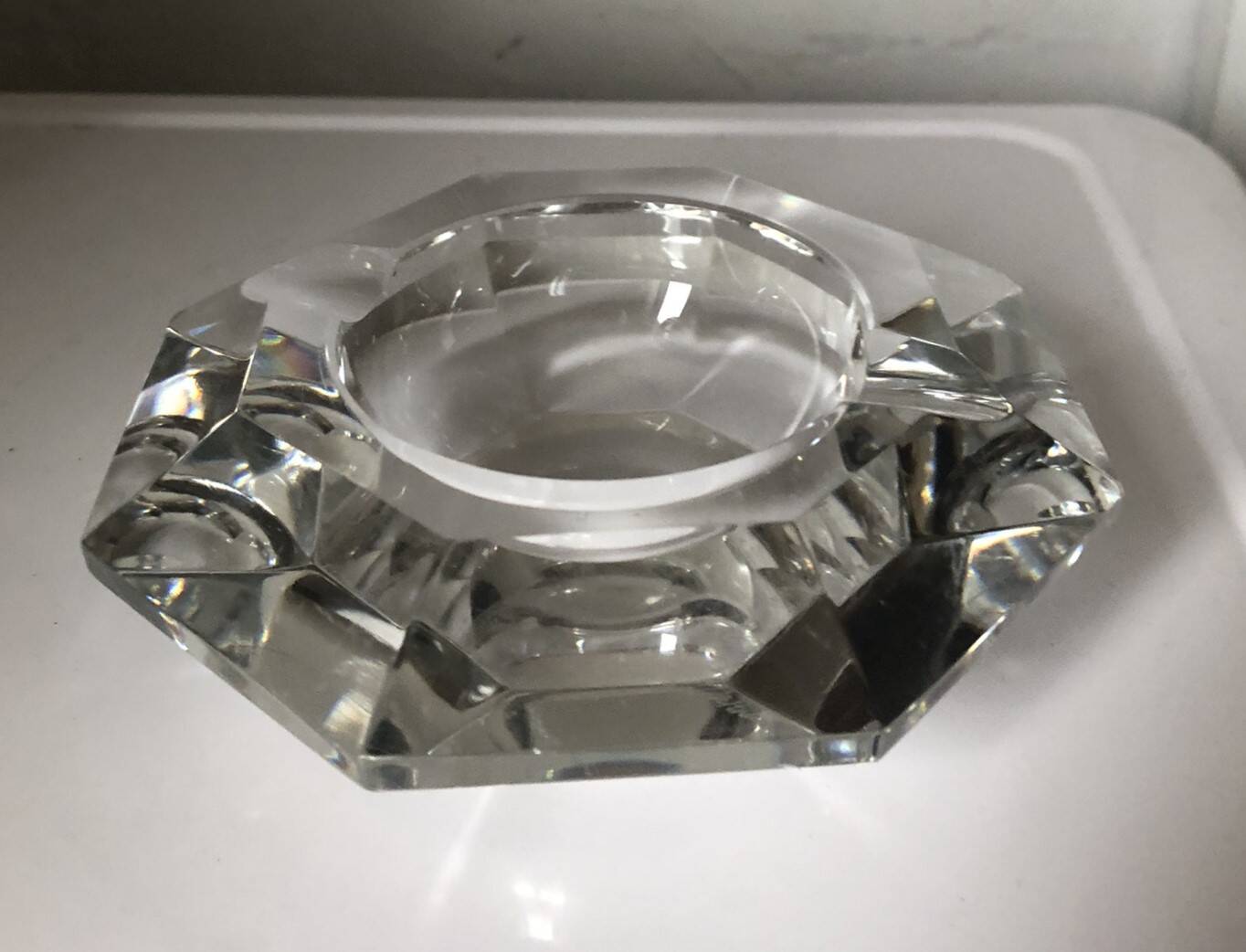 Val St Lambert octagonal crystal ashtray