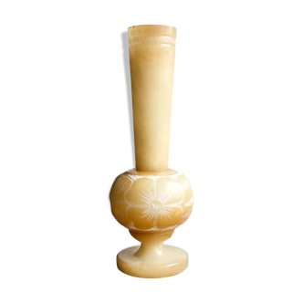 Vase carved in white marble