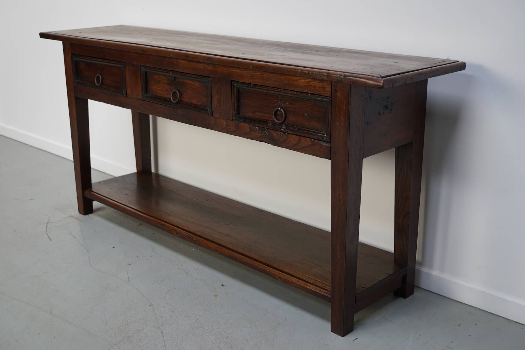 Antique Spanish Rustic Chestnut Side Table/Console, 18th Century