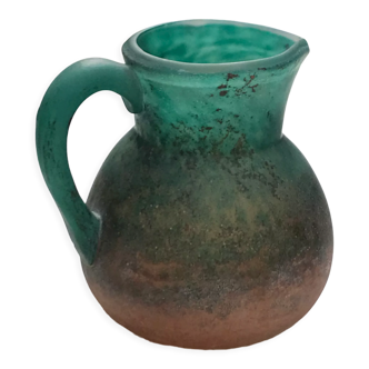 Orange and green glass paste pitcher by Georges DE FEURE