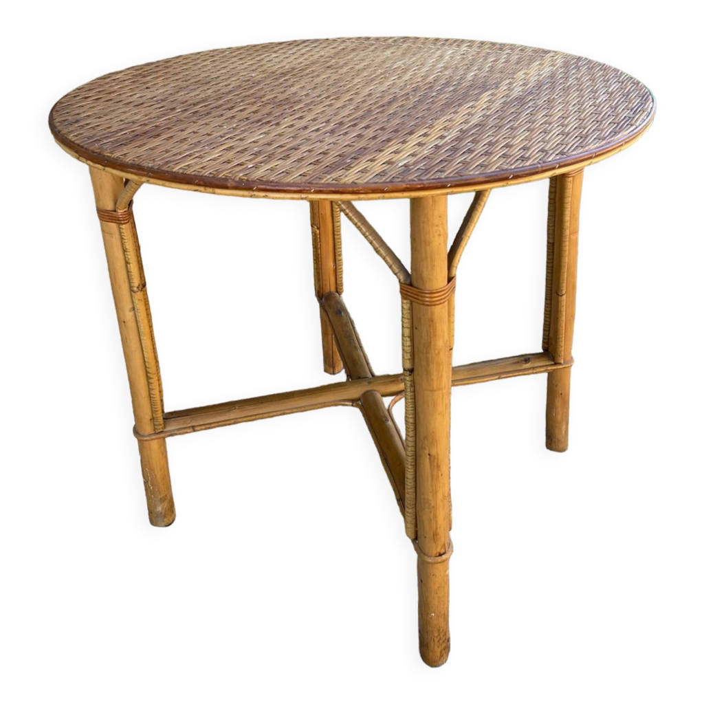Table ronde en rotin vintage | Selency
