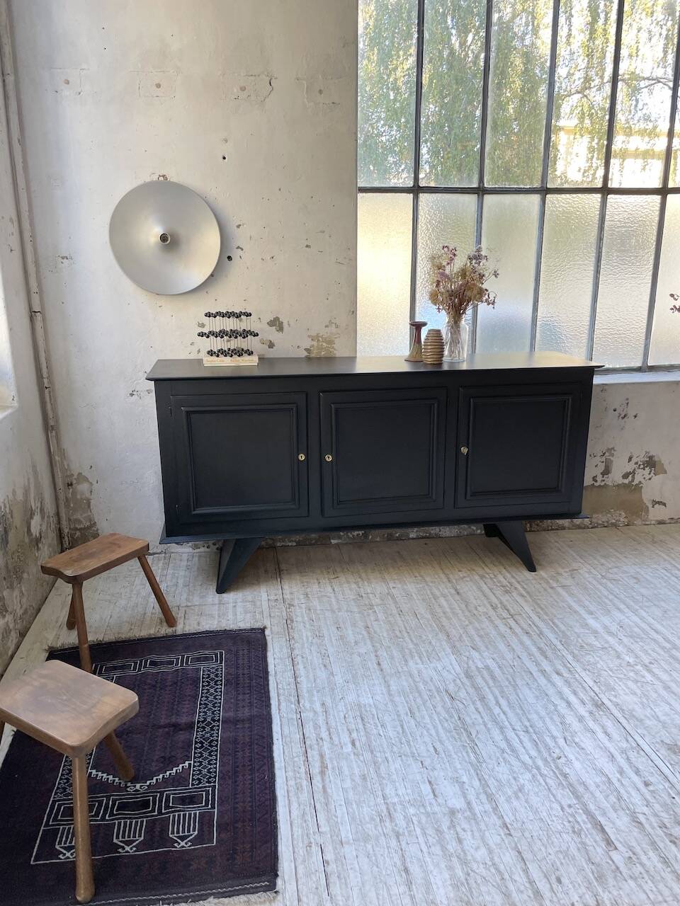 60s brutalist black sideboard