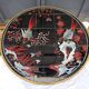 Table basse ronde décor japonisant oiseau fleurs