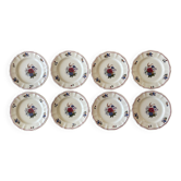 8 assiettes à dessert anciennes en faïence de Sarreguemines