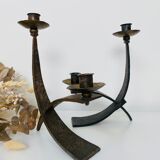 Hammered steel candle holder