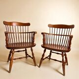 Paire de fauteuils anglais Windsor à barrettes (années 60)