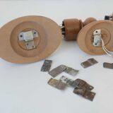 Large vintage wooden bathroom set / mirror with shelf / towel rack