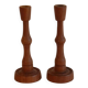 Pair of Scandinavian teak candlesticks 1960
