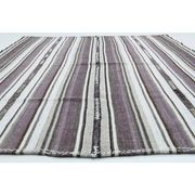 1970s Vintage Turkish Oushak Handmade Wool Cotton Purple Runner Rug 155x186