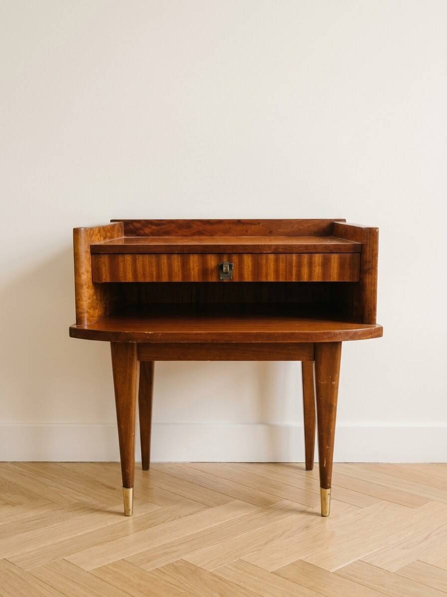 Vintage 1960s wooden bedside table