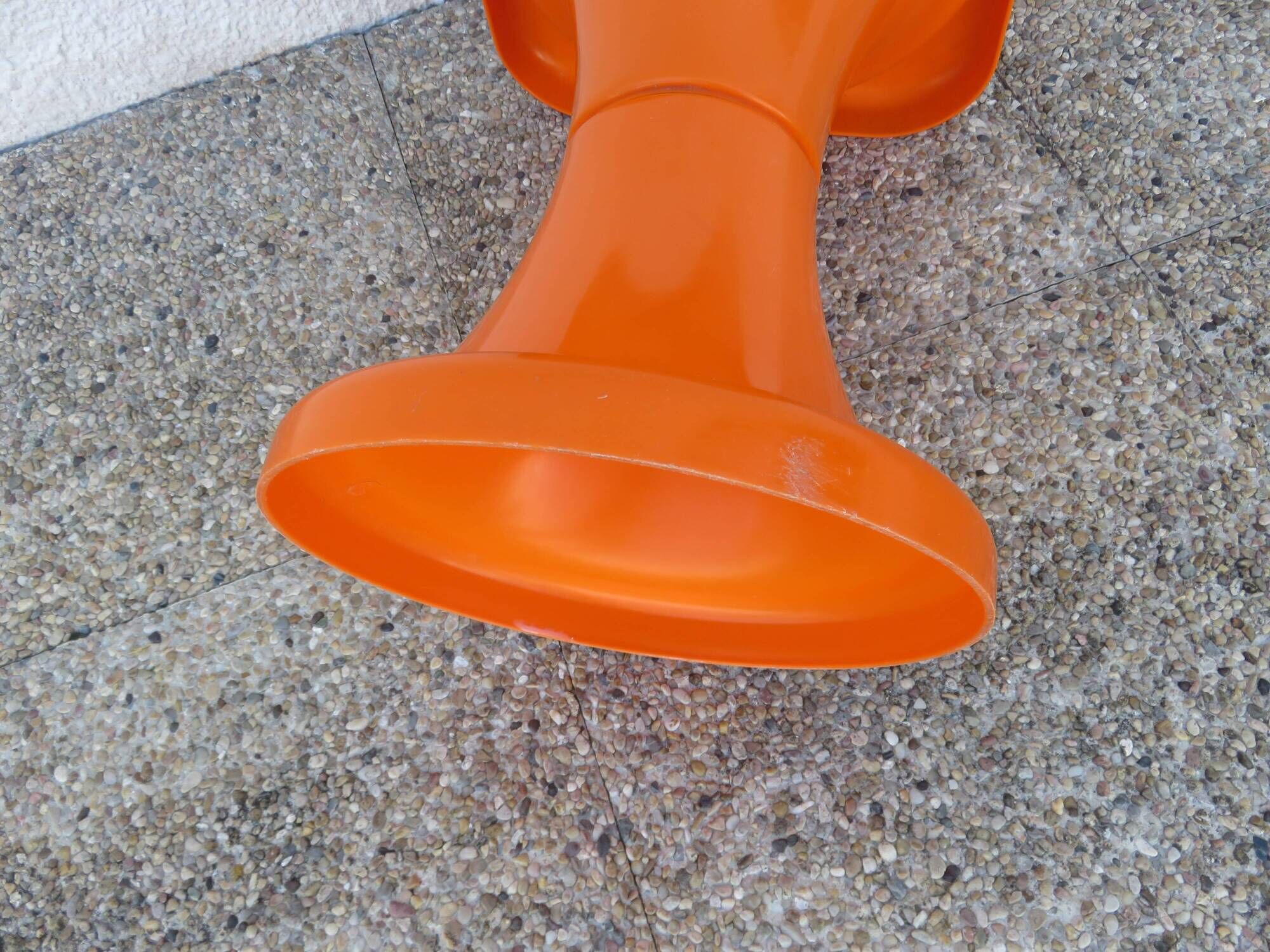 "Selup" orange plastic stool, pure 1970s design, France.