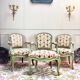 3 fauteuils en bois laqué de style Louis XV, XIXème siècle