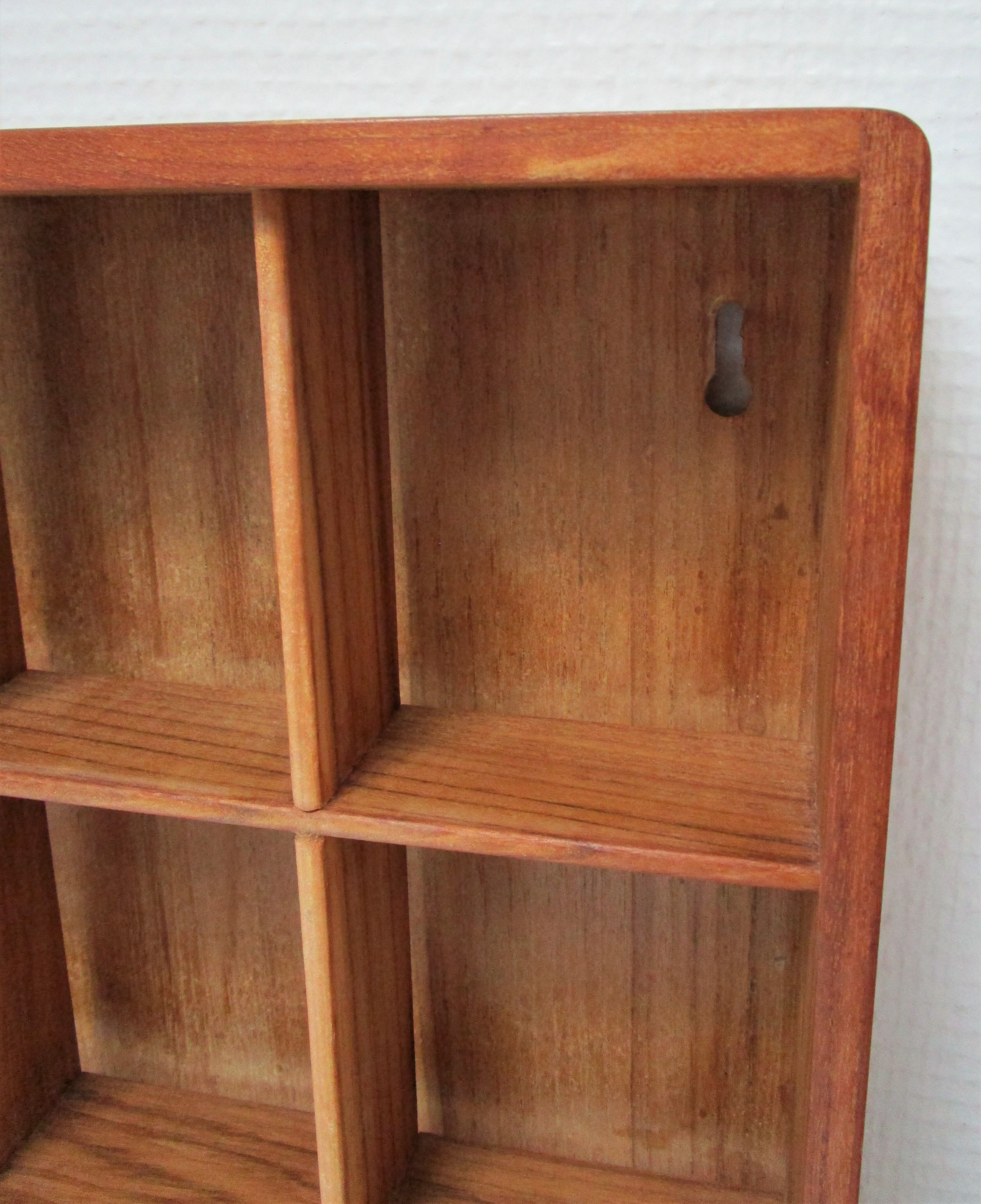 Vintage solid beech wood wall shelf