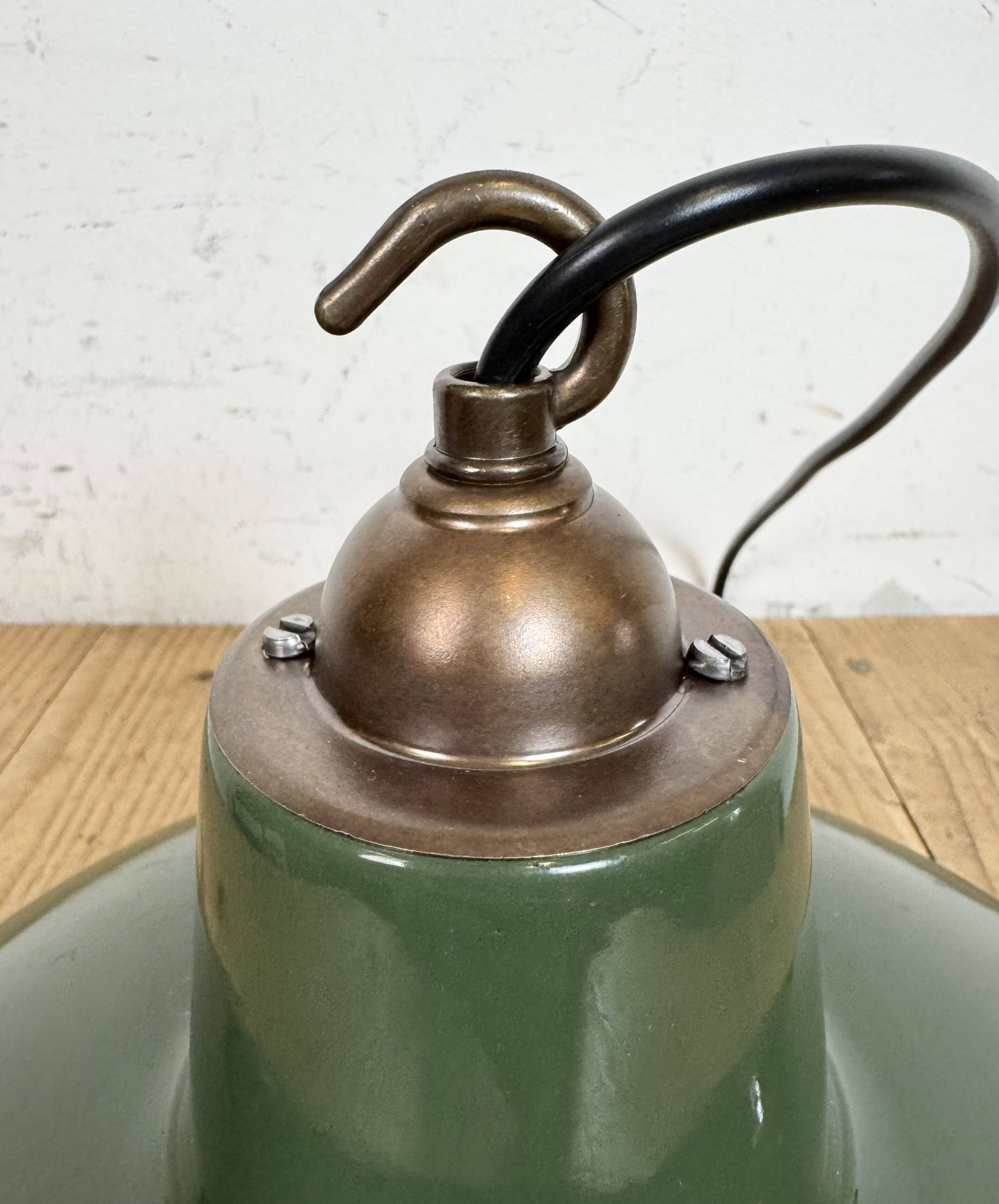 Industrial Green Enamel Factory Pendant Lamp from Multi Electrical Co,1960s