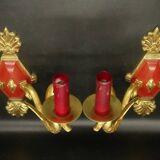 Pair of Empire style swan wall lights from Petitot - bronze & burgundy patina