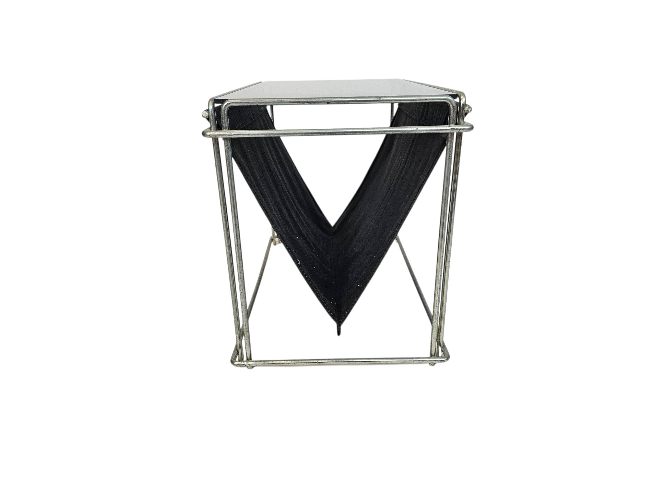 Max Sauze studio - side table - magazine rack - metal - glass - 70s