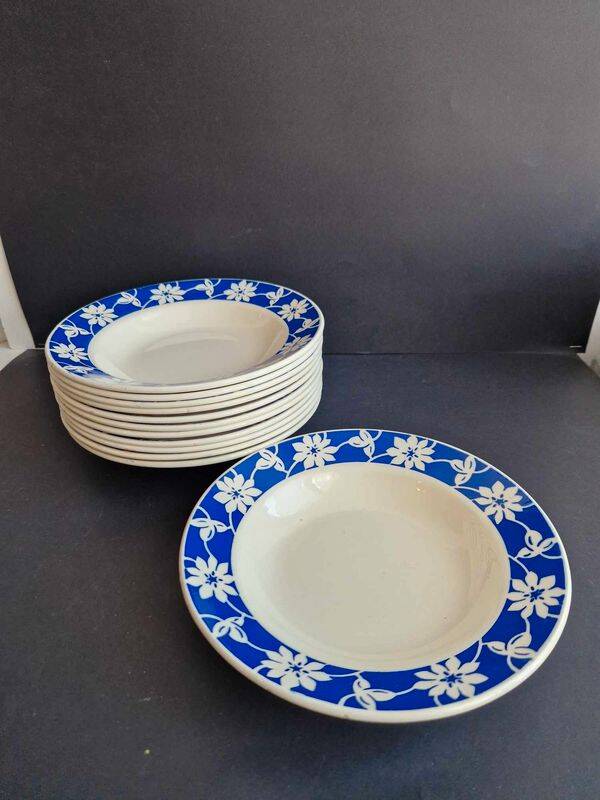 Set of 12 Badonvillier ceramic soup plates