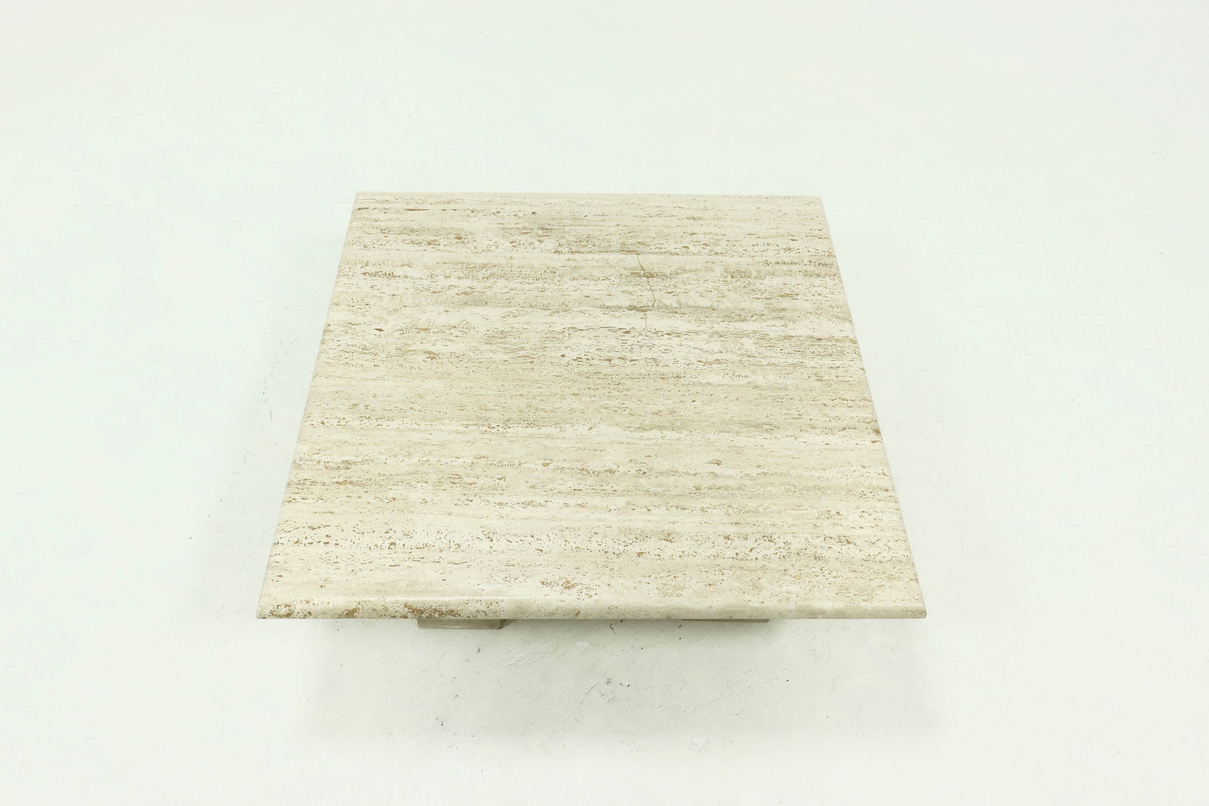 Mid Century Italian Modern Travertine Coffee Table 1970s