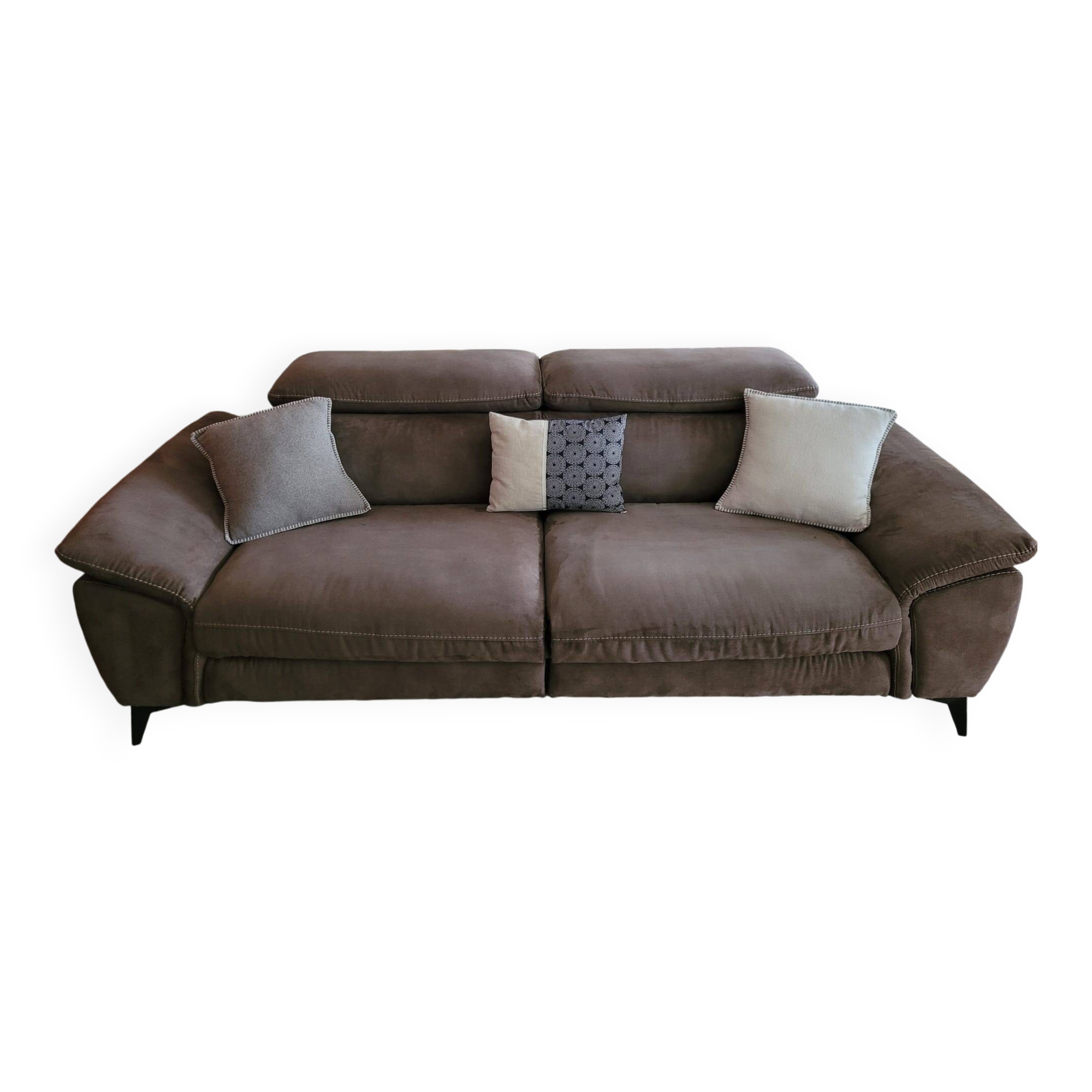 Newport 3-seater taupe microfibre sofa