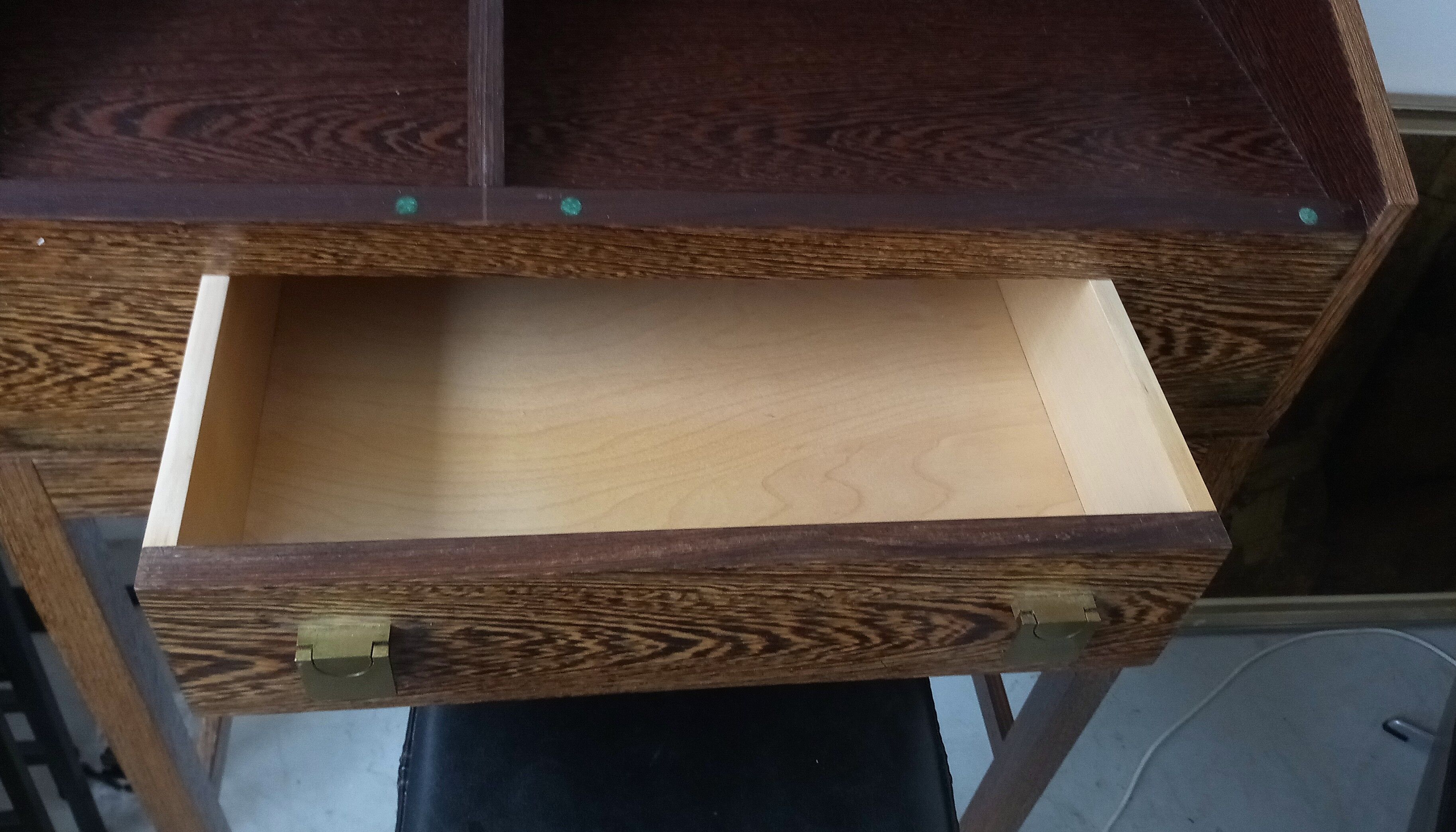 Secretary desk with stool in macasar from the 60s