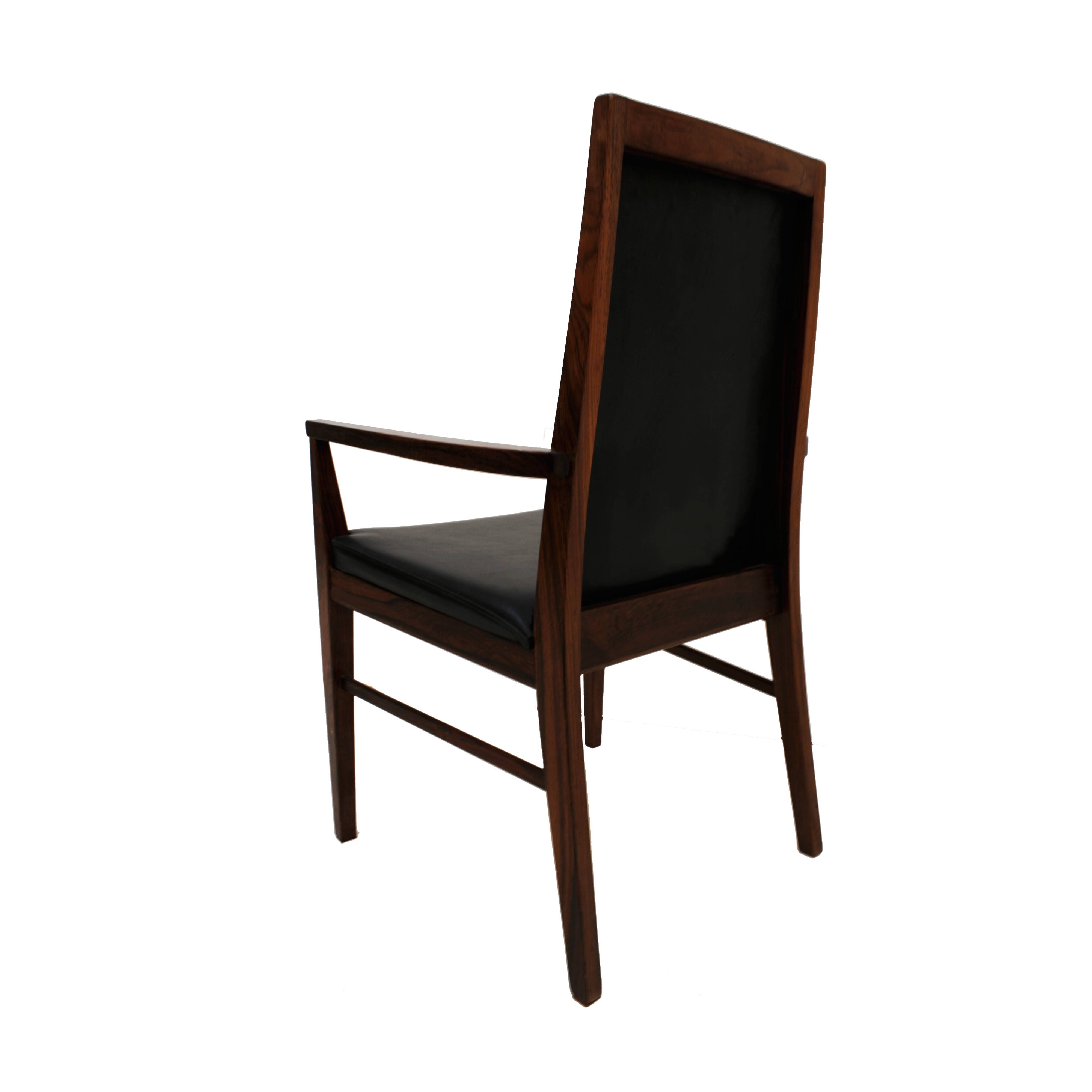 Arne Vodder Mid-Century Modern Set of Six Leather Dyrlund Danish Chairs, 19