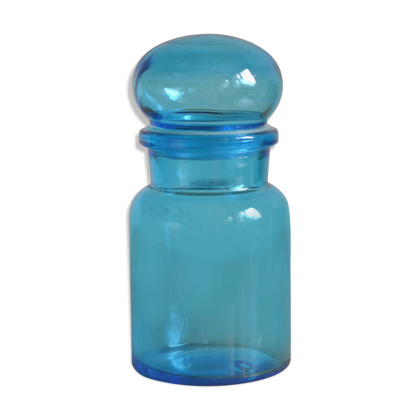 Blue glass apothecary pot