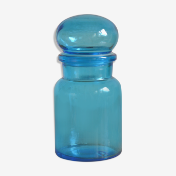Blue glass apothecary pot