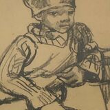 Charcoal on paper by Bernardin or Barnadouin Garçon à la gavroche