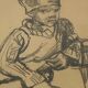 Charcoal on paper by Bernardin or Barnadouin Garçon à la gavroche