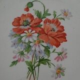 Hollow earthenware dish Saint Amand early twentieth floral decoration