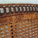 Old headboard "Peacock" in rattan / Emmanuelle