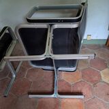 Paire de fauteuils cuir et aluminium