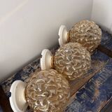 Trio of golden globe wall or ceiling lights