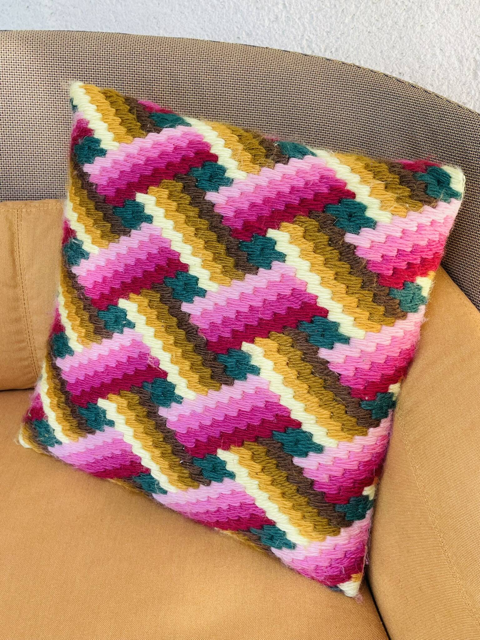 Vintage geometric canvas cushion