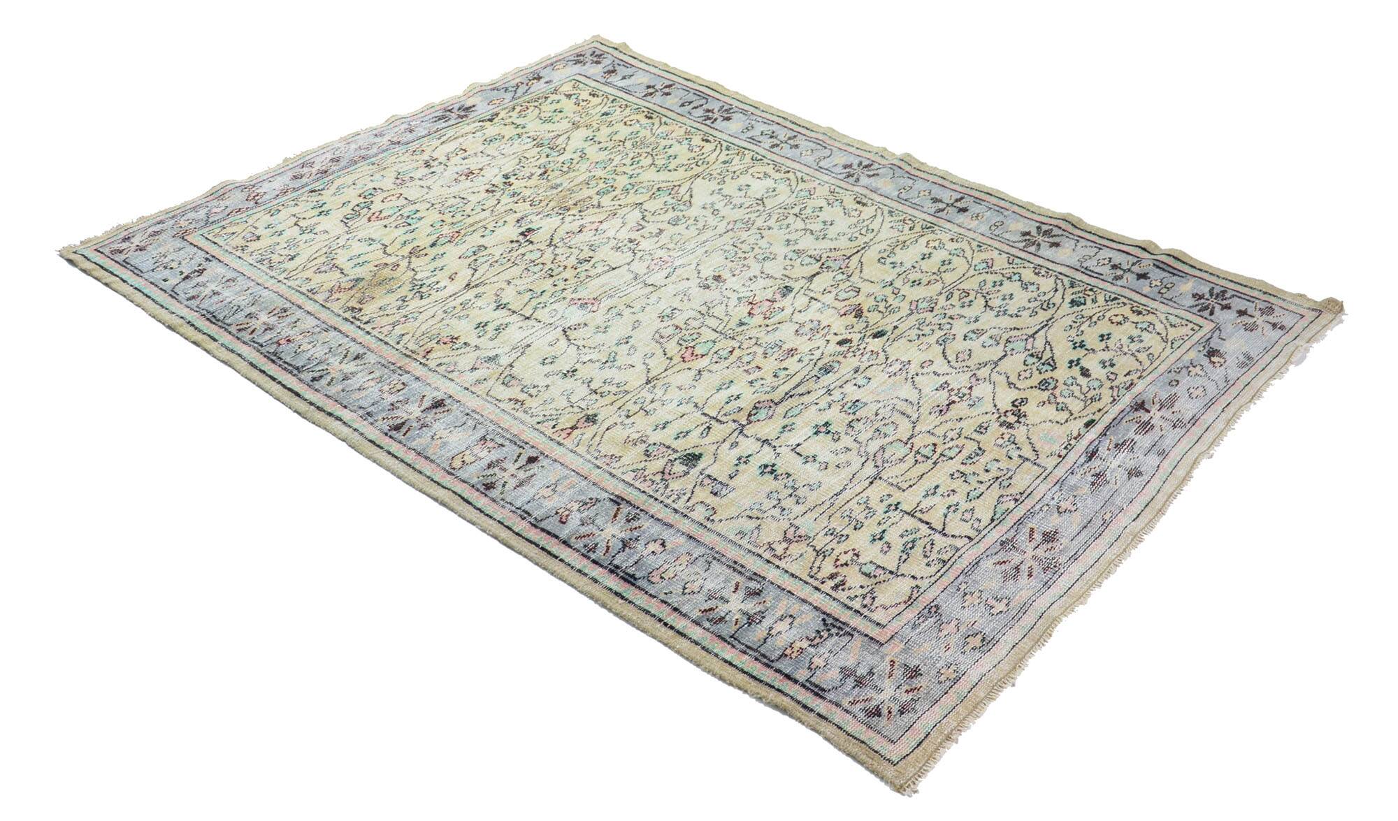 Tapis Oushak Ancien – Tons Doux & Motifs Raffinés, 186 x 255 cm