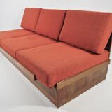 Art deco walnut sofa bed, 1960s