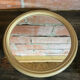 Vintage 80s Round TIGER Design Mirror, Beige Plastic #C893