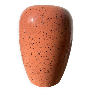 Large West German speckled salmon and black ceramic vase