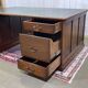 Large English flat desk in mahogany with leather top, early 20th century