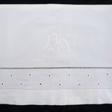 Ancien drap metis 190 x 300 jour echelle broderie monogramme ad