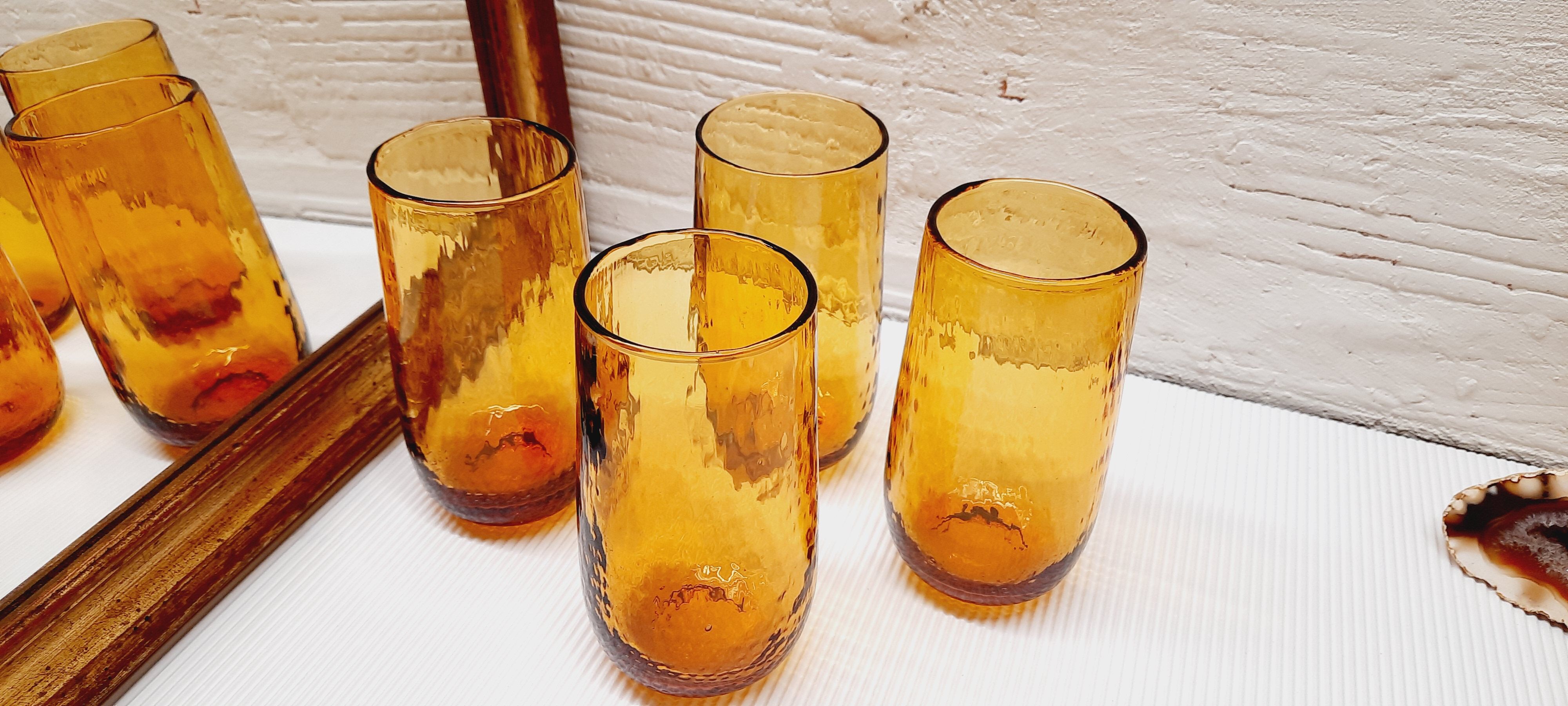 Set 4 amber orangeade glasses
